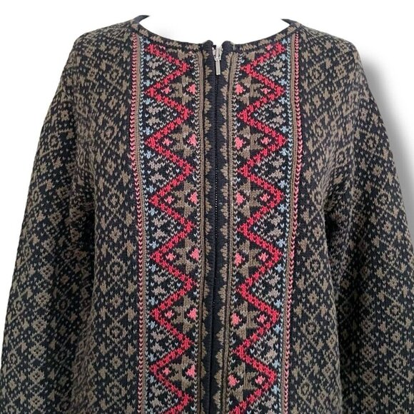 Nomadic Traders Womens Cardigan Sz Medium Full Zip Nordic Pattern Knit Sweater - Picture 2 of 7